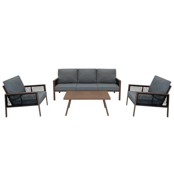 Havemøbel sæt - Træeffekt - Aluminium - 4 dele - Moderne - Beige Beige