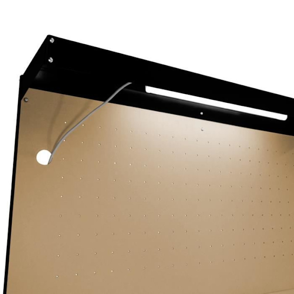 Arbejdsbord 120 cm x 60 cm med skuffe & LED - Sort - Garage, gør det selv, værksted Svart