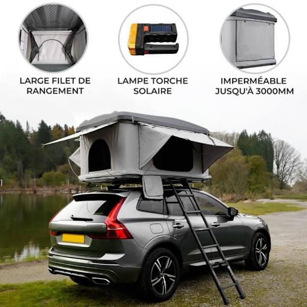 Tagtelte - Camping - Grå - 2-3 personer - Hurtig åbning - Skummadras 5,5 cm Grå