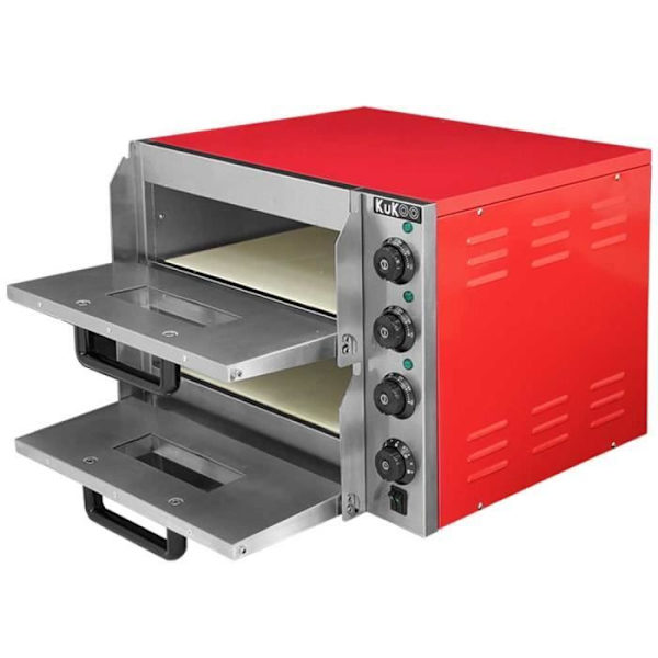 KuKoo 40cm Professionell elektrisk pizzaugn, dubbelkammare