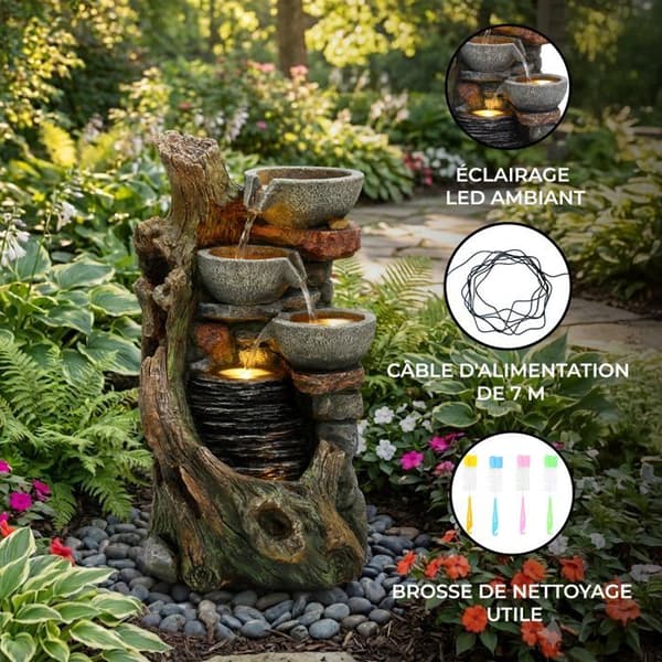 Ulkoilma LED-vesiputousfontaani "Rustic Brook" pumppu Grå