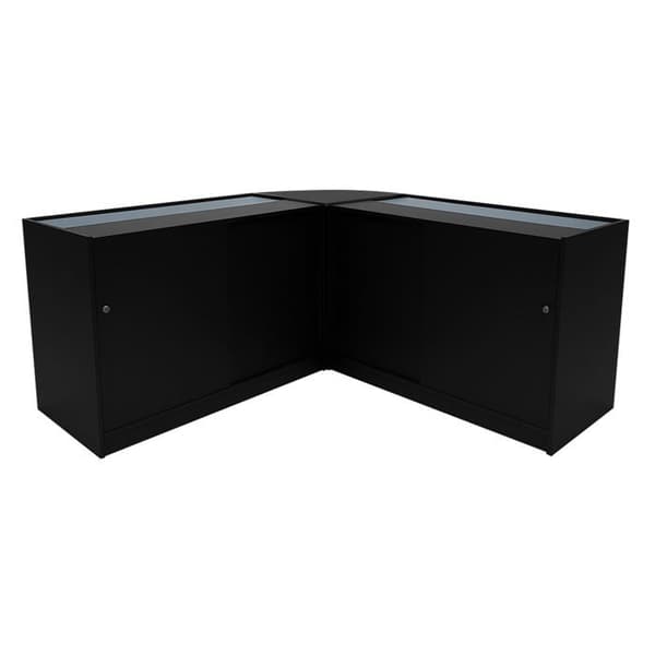 Salgskommode med låsbare rum i sort MDF med LED, Apollo K1500 LM60 Svart