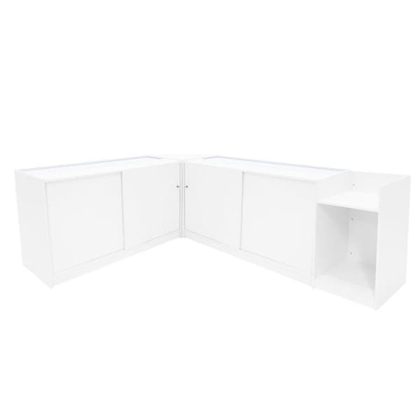 Salgsskrivebord med låsbare skuffer MDF Hvid LED Sæt K1500 C1500 LM60 TB60 Vit