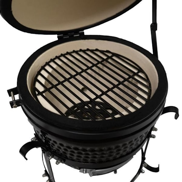 Träkolsgrill Mini Kamado BBQ Keramik 33cm japansk rund rökare Svart