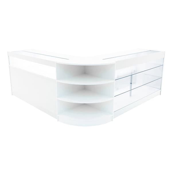 Låsbart salgsbord MDF Hvid LED Sæt Demeter K1500 B1500 LM60 Vit
