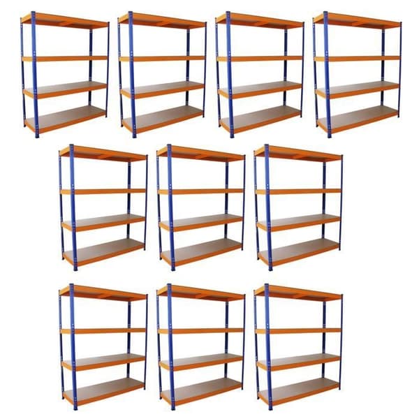 Rayonnages - S-Rax - Sæt af 10 - Stål 1,2mm - MDF - 150cm x 50cm x 180cm
