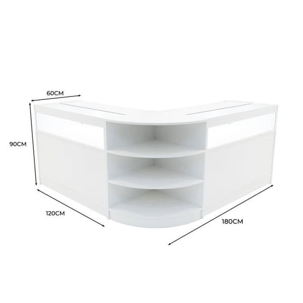Comptoir for salg med lås i hvid MDF med LED, sæt Theseus B1200 LM60 Vit