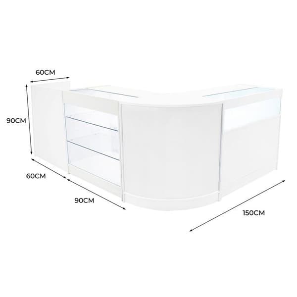 Salgsskrivebord med låsbare skuffer MDF Hvid LED Sæt K900 B900 CM60 TB60 Vit