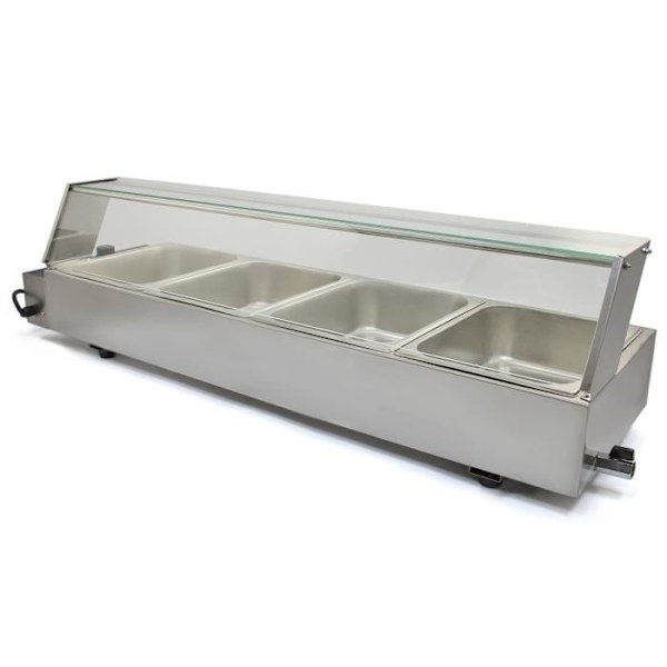 KuKoo Professional Electric Bain Marie Showcase med 4 GN 1/2-behållare i rostfritt stål