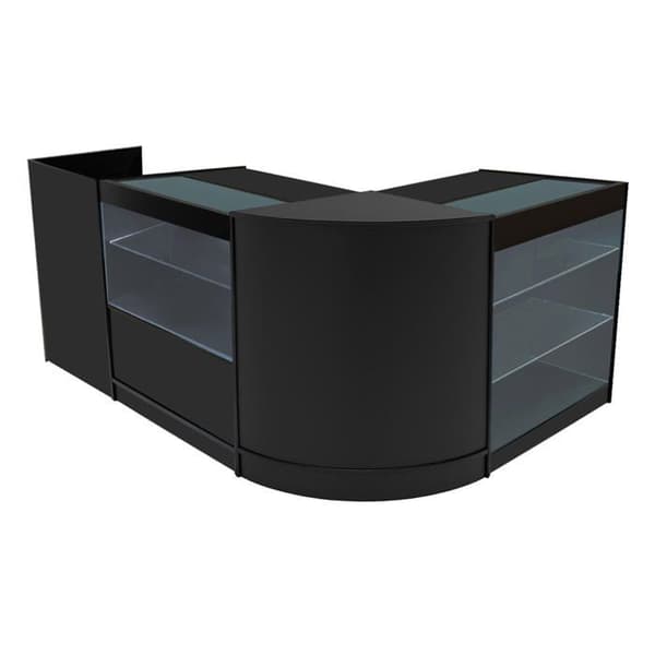 Salgsstand med låsbare skuffer i sort MDF LED Sæt K900 C900 CM60 TB60 Svart