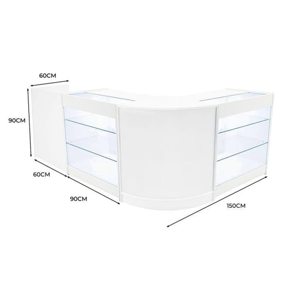 Salgsskab med lås i hvid MDF med LED Samlet Aries K900 CM60 TB60 Vit