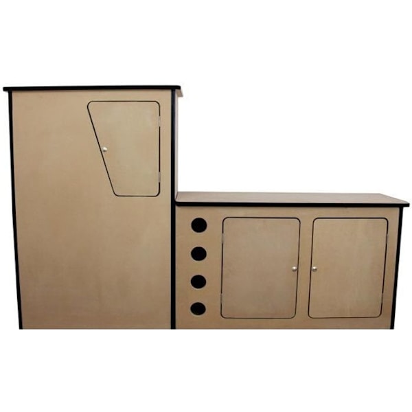 Keittiö Vaneri MDF 18 mm - Campervan Camping-Car T4 T5 - Integroitu viinihylly - Ruskea kastanj