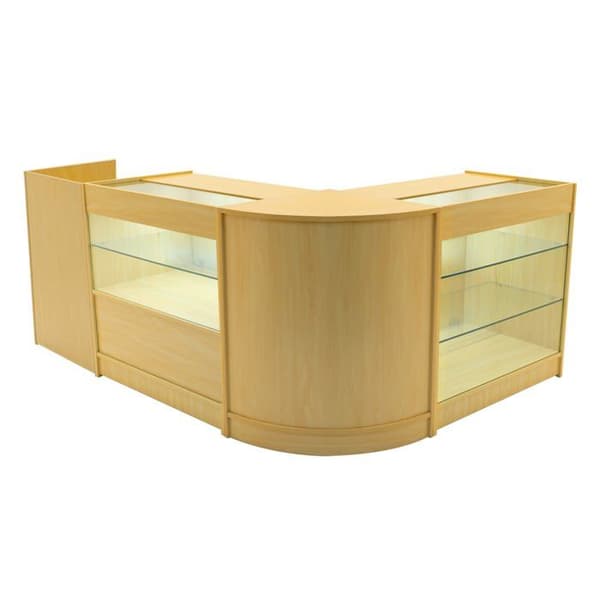 Salgstælling med låsbare skuffer i MDF Ahorn LED Sæt K900 C900 CM60 TB60 beige