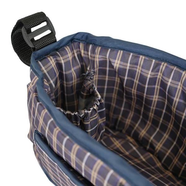 Sæde Caddy til Vogn - Kæledyr - Tartan Blå - Velcro Justering - Praktisk Opbevaring Blå Tartan