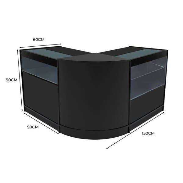 Comptoir for Salg med Låse Sort med LED Sæt Adonis B900, C900, CM60 Svart