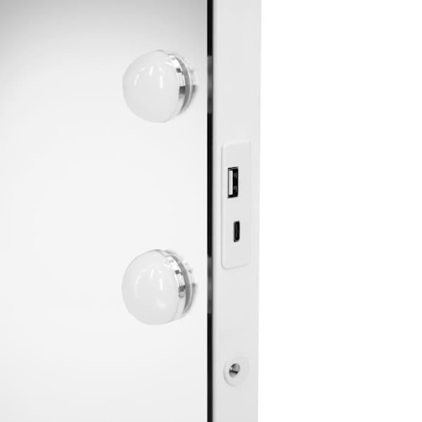 Blanc - LED-spegel 58 x 46 cm Bluetooth Smink Beröring Justerbar Ljusstyrka Vit
