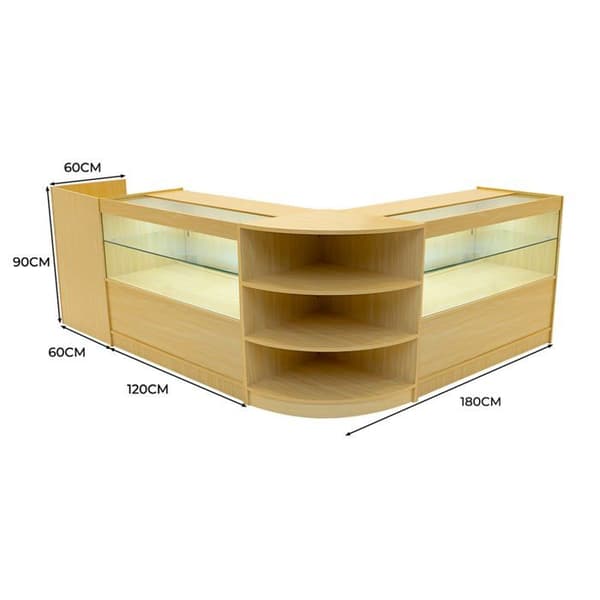 Låsebart salgsbord Ahorn med LED Sæt C1200 LM60 TB60 beige