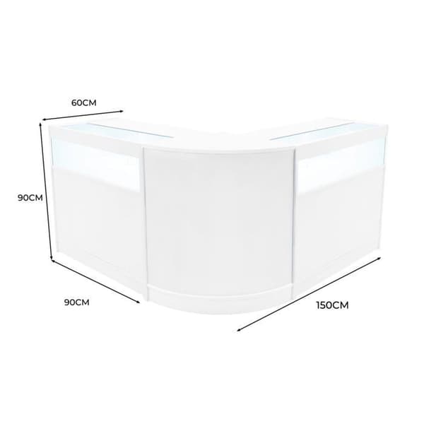 Salgsbord med låsbar MDF i hvid med LED Ensemble Iris B900 CM60 Vit