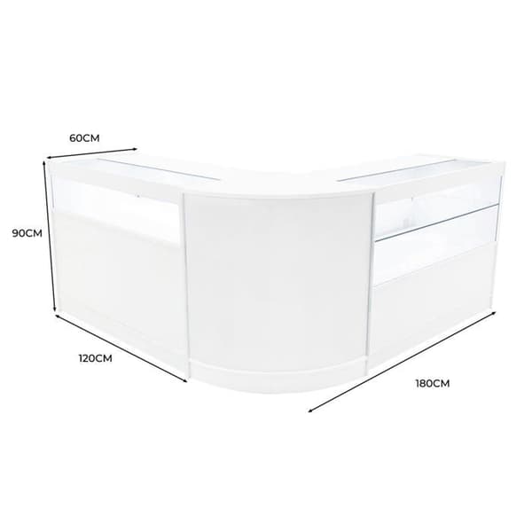 Comptoir til salg med låsbare skuffer Hvid med LED Ensemble Adonis B1200, C1200, CM60 Vit