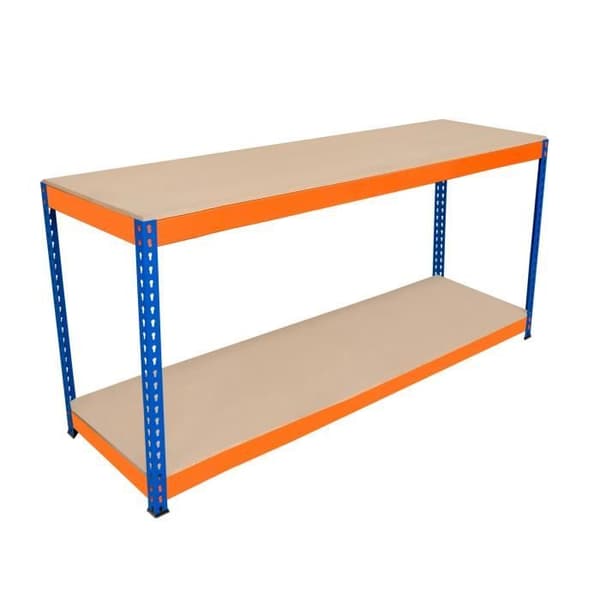 Arbejdsbord - MONSTERSHOP - 2 niveauer - 300 kg pr. hylde - Stål og spånplader Blå