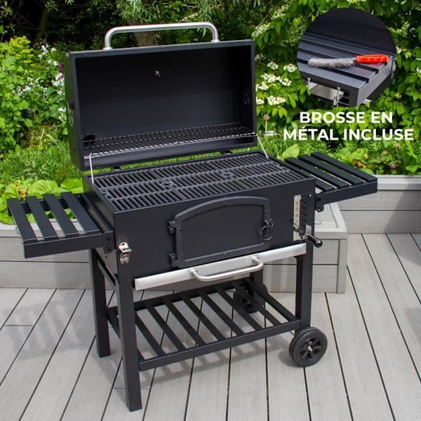 BBQ XXL-Grilli & Smoker American Type Black Steel Garden Max 5,5 kg hiili Svart