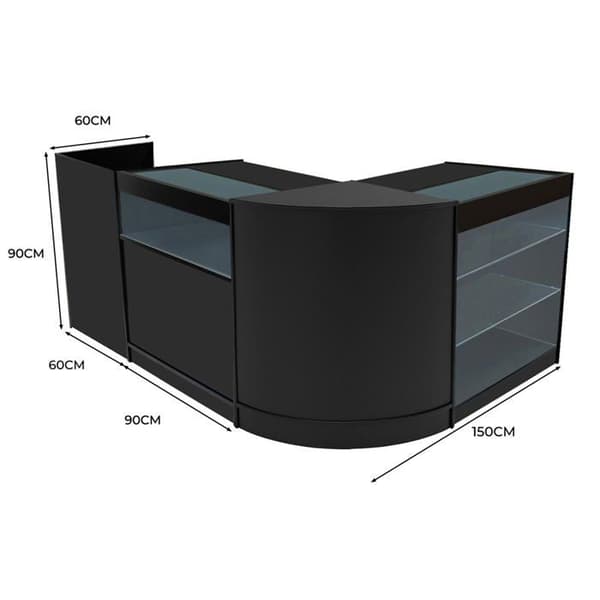 Salgsskrivebord med låsbare skuffer MDF Sort LED Sæt K900 B900 CM60 TB60 Svart
