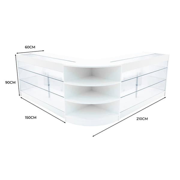 Salgskommode med låsbar MDF i hvid med LED, Apollo K1500 LM60 Vit