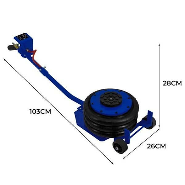 Pneumatisk domkraft 3,5T / 3500KG Långt stålhandtag & 2 hjul Lyft 16,5-40 cm