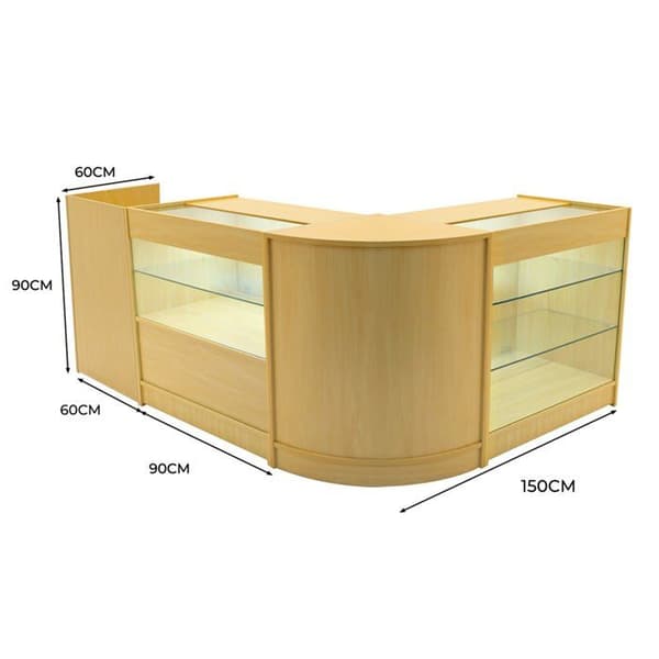 Salgstælling med låsbare skuffer i MDF Ahorn LED Sæt K900 C900 CM60 TB60 beige