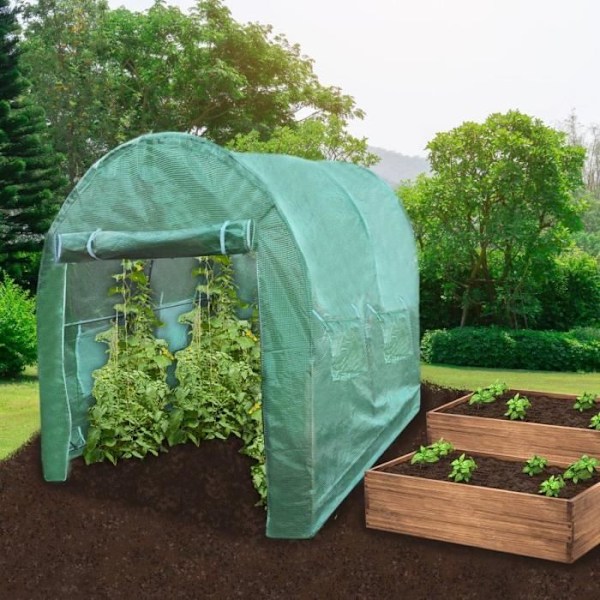 Trädgård Växthus Polytunnel Fönster Galvaniserade Dörrar PE Cover Metallram Utomhusväxter Diameter 25mm | 4mx 2m