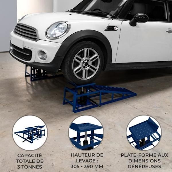 Set med 2 hydraulramper - Total kapacitet 3T - Lyft 305 till 390 mm