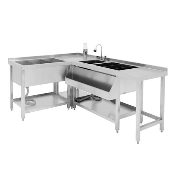 Station Cocktail Modulaire i Rustfrit Stål Isoleret Isbøtte & Vinkelenhed Grå