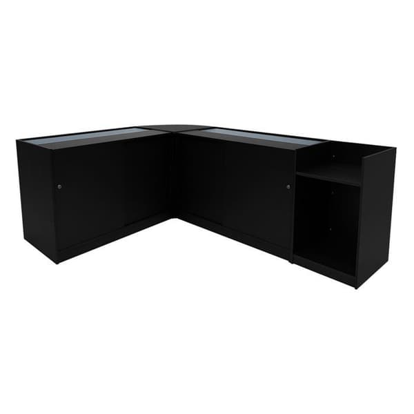 Salgsskrivebord med låsbare skuffer i sort MDF med LED, Sæt B1200 LM60 TB60 Svart