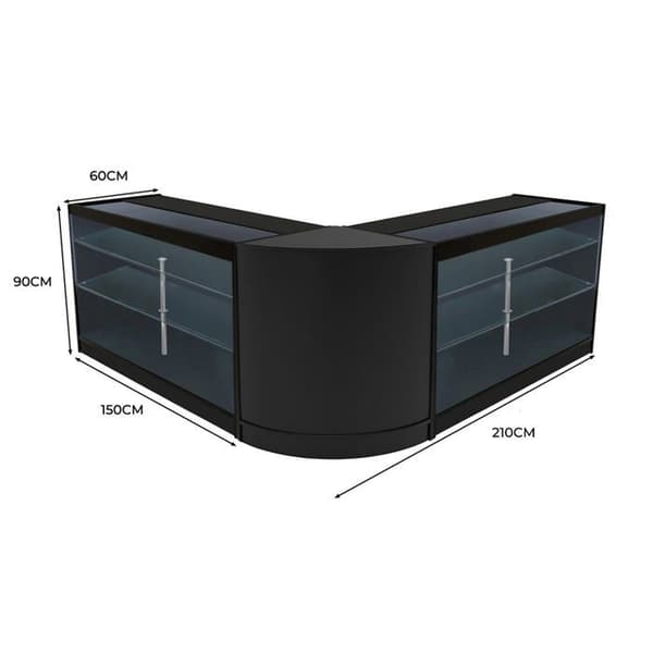 Comptoir med låsbare salg i sort MDF med LED Helios K1500 CM60 Svart