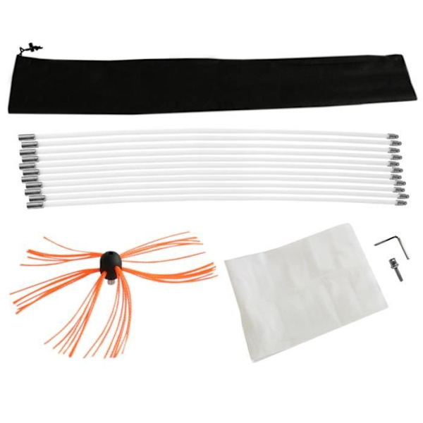 Skorstenssopningssats 11m flexibel nylon syntetisk skorstenssopning igelkottrengöring Spis träning Elektrisk borrmaskin
