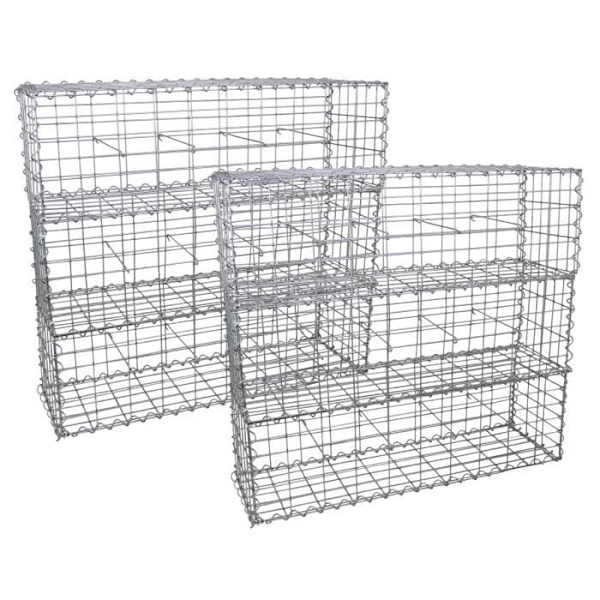 Setti 6 hopea-gabion-koria galvanoidusta teräksestä ulkotilojen maisemointiprojekteihin, 100 x 30 x 30 cm Galvaniserat stål