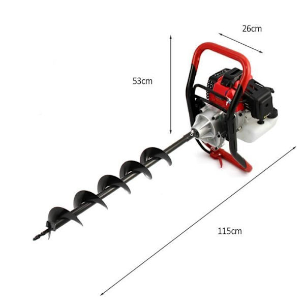 MONSTERSHOP termisk jordskruv - T-Mech - 3 hk - 3 borr - Stolpedrivare