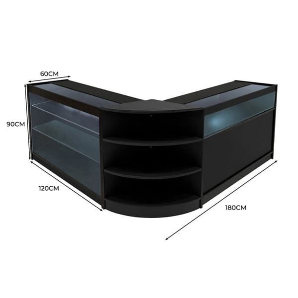 Salgskontor Låsbart MDF Sort LED Sæt Demeter K1200 B1200 LM60 Svart
