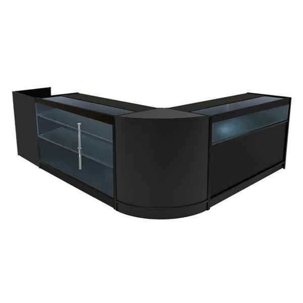Salgsskrivebord med låsbare skuffer MDF Sort LED Sæt K1500 B1500 CM60 TB60 Svart