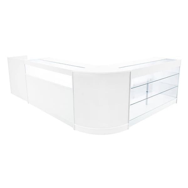 Salgsskrivebord med låsbare skuffer MDF Hvid LED Sæt K1500 B1500 CM60 TB60 Vit