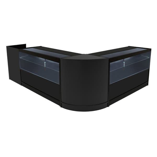 Salgsskrivebord med låsbare skuffer i sort MDF med LED, Sæt C1500 CM60 TB60 Svart