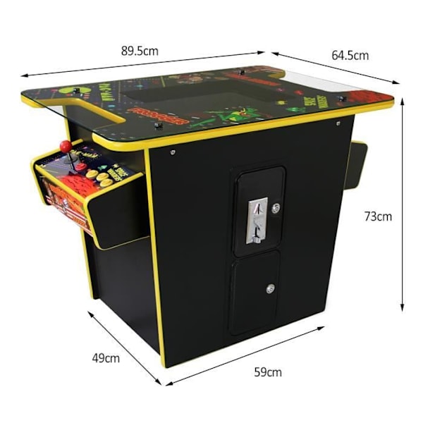 Arcade-tyylinen cocktailpöytä sisältää 60 klassista peliä, 64 cm x 73 cm x 93 cm Svart