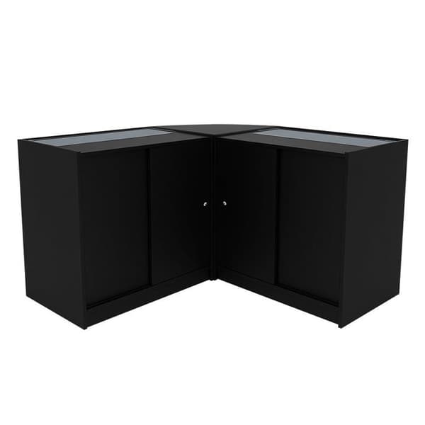 Salgsskrivebord med låsbare skuffer i sort MDF med LED, Theseus B900 LM60 Svart