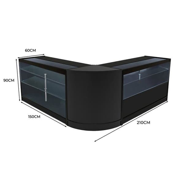 Comptoir med låsbare salg i MDF i sort LED Sæt Hera K1500 C1500 CM60 Svart