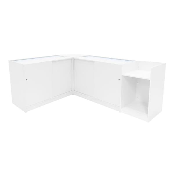 Salgsskrivebord med Låsbar MDF Hvid LED Sæt B1200 K1200 LM60 TB60 Vit
