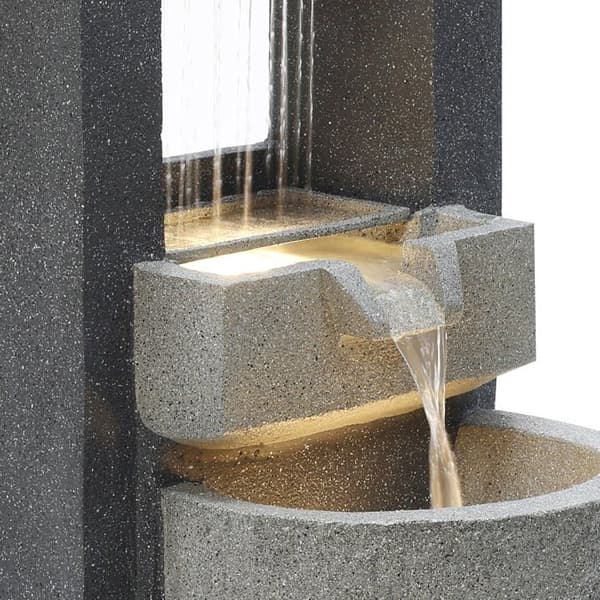 Trädgårdsfontän Vattenfall Elektrisk "Cascade Springs" Utomhus LED Pump Grå
