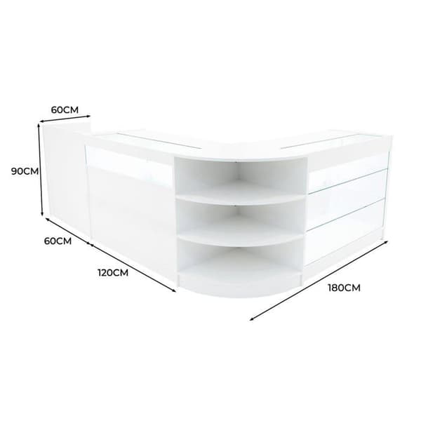 Salgsskrivebord med Låsbar MDF Hvid LED Sæt B1200 K1200 LM60 TB60 Vit