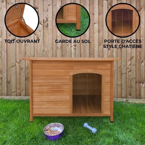 Kennel för medelstora hundar - granträ - brun - 70 x 103 x 63 cm - inomhus/utomhus kastanj
