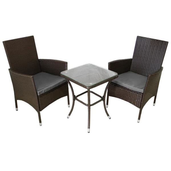 Jardí Bistro Sæt Rattan Brun kastanj
