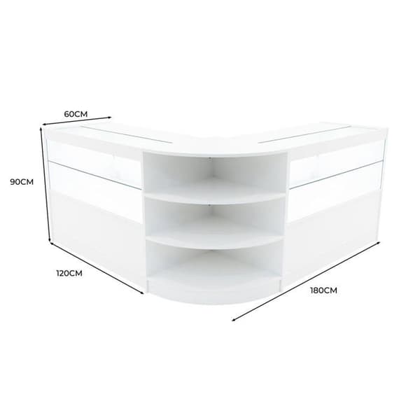 Comptoir med låsbare salgsplader Hvid med LED Andromeda C1200 LM60 Vit